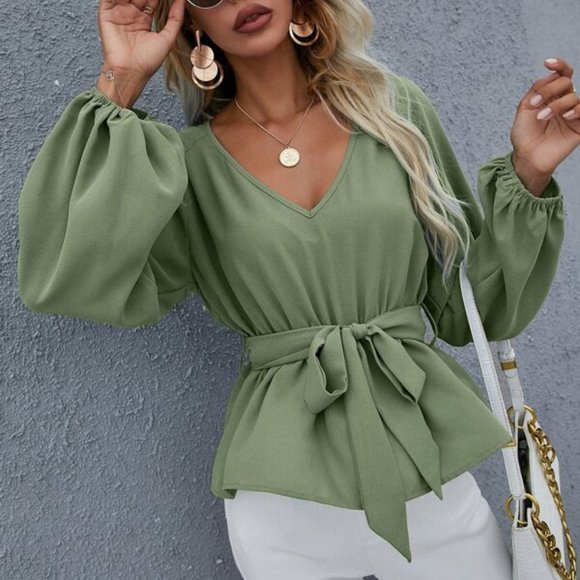 Chic as Ever Belted Peplum Top MORE COLORS - Picture 2 of 8